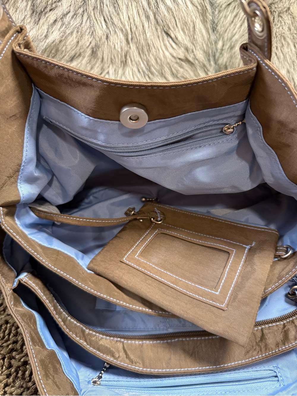 Baggallini Brown Organizer Shoulder Bag with Matching Pouch - Picture 7 of 10